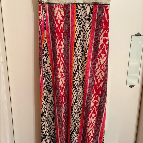 Multicoloured long wool like skirt with metallic elastic waistband - Picture 3 of 3